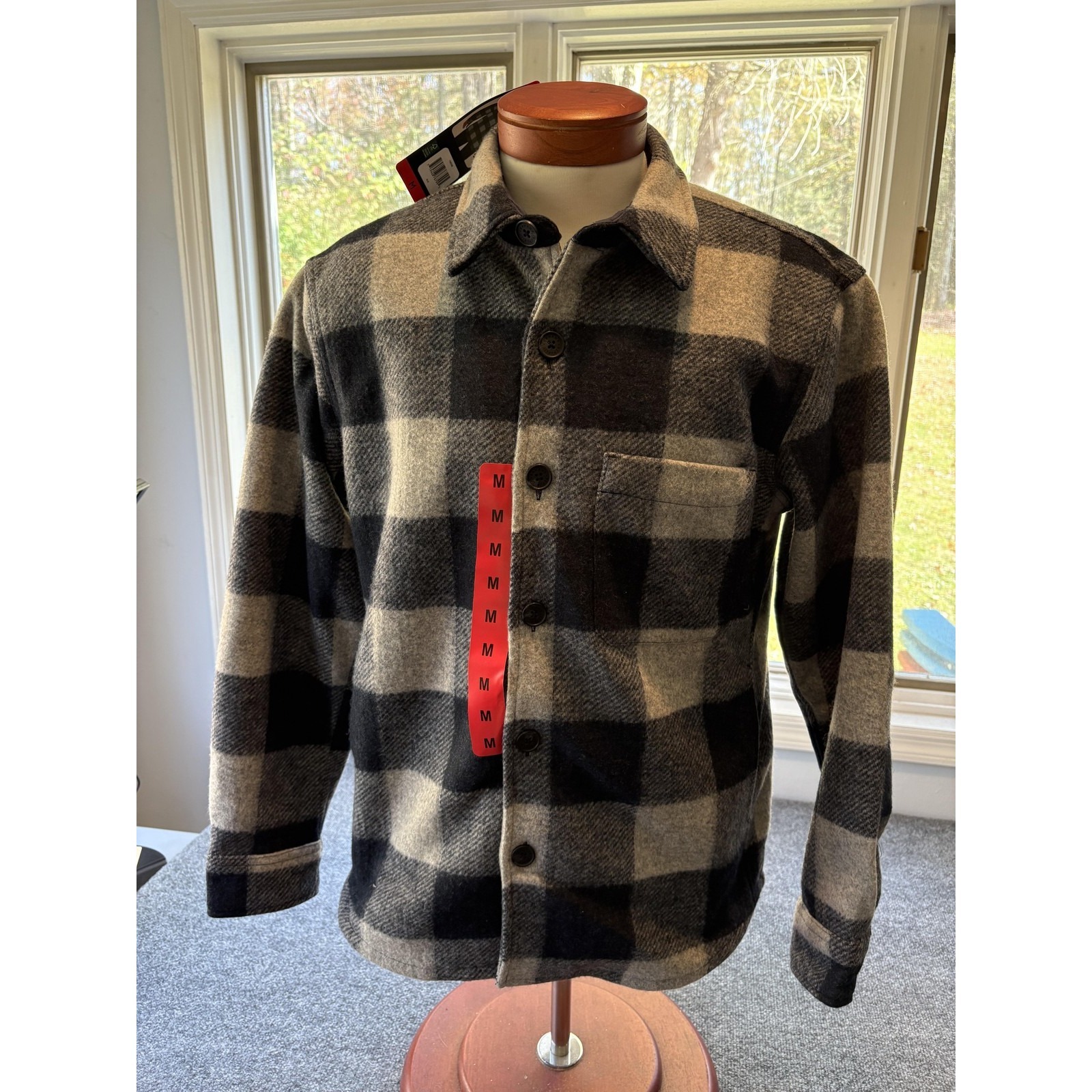 Banana Republic Shirt Jacket Mens Medium Heritage Buffalo Plaid Lined Pockets